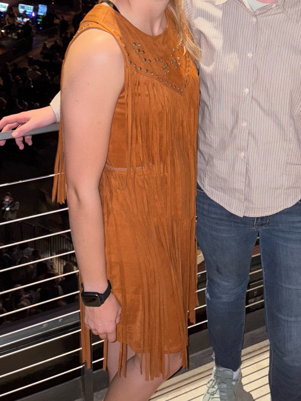Idyllwind Orange Suede Fringe Dress with Stud Accents - Picture 4 of 4